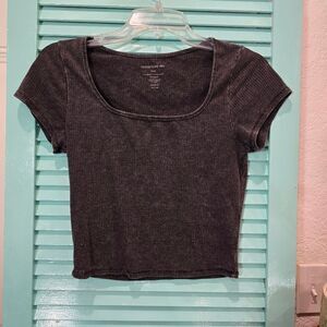 Caution To The Wind Gray Fitted Crop T-Shirt